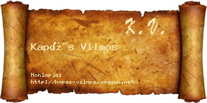 Kapás Vilmos névjegykártya